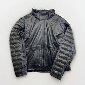 Columbia Sz M Women's Outdry Shell Waterproof Jacket Puffer Sleeve Grey Read*